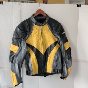 Teknic Yellow & Black Leather Motorcycle Performance Jacket SZ 44-54 Motocore